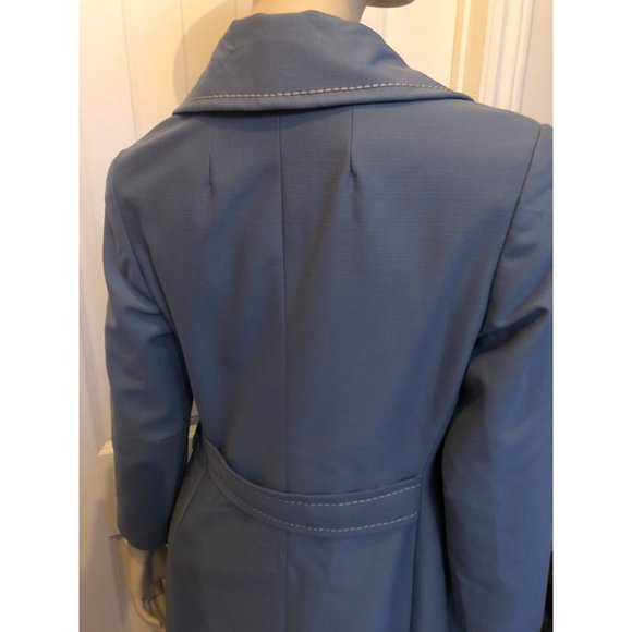 1960s Trench Coat, Size L, Slate Blue Coat - Picture 4 of 10
